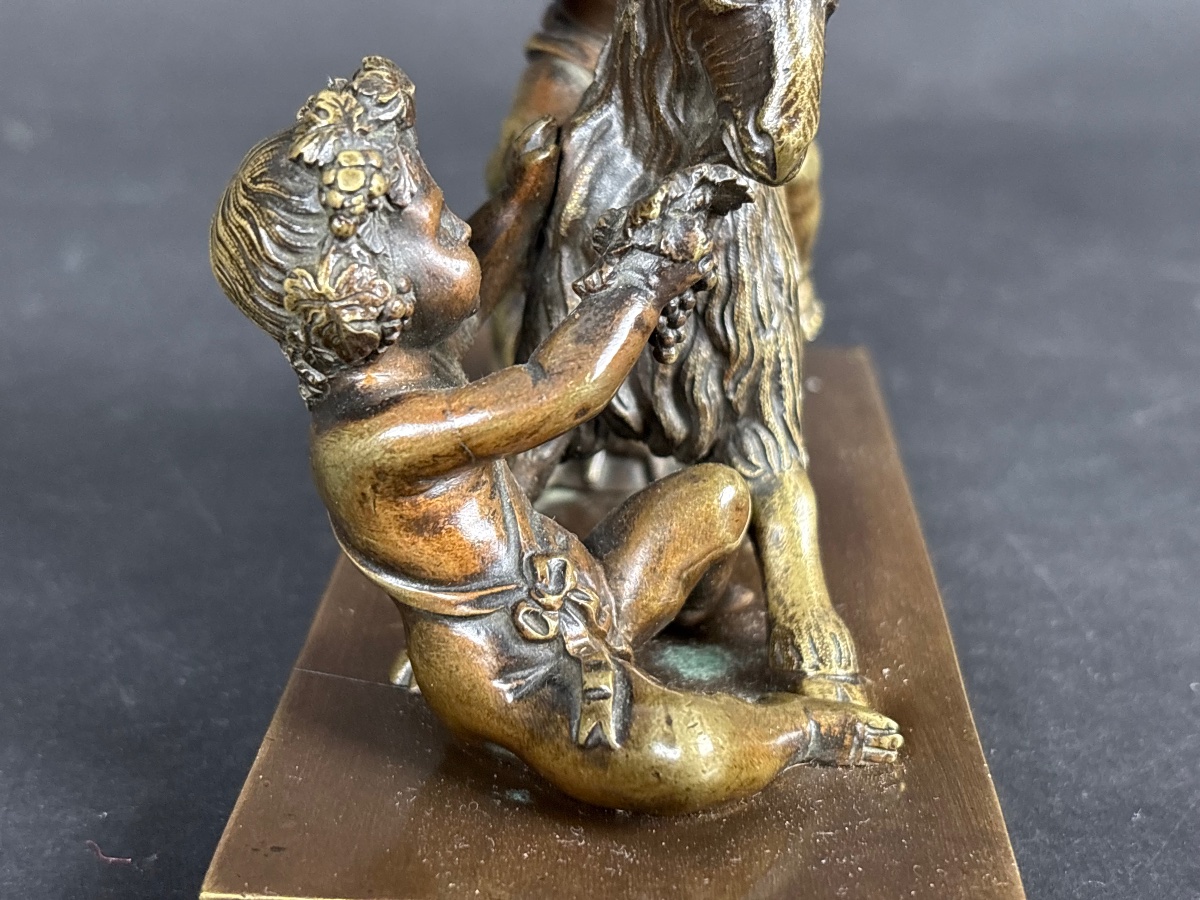  Bronze Sculpture—children With A Goat,  In The Style Of Clodion-photo-4