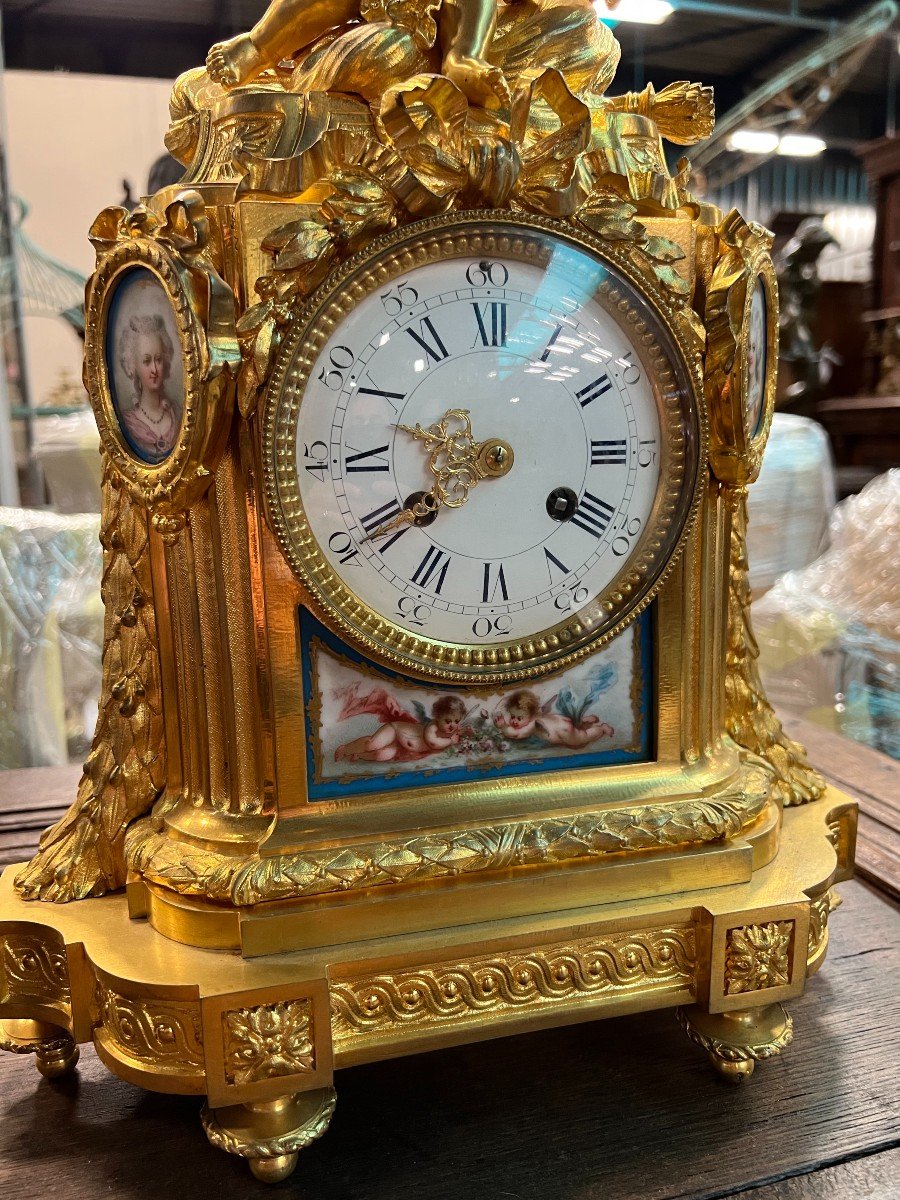 Beautiful Gilt Bronze Mantel Clock  Amor 19th Century-photo-2
