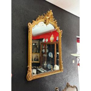 Miroir doré, style Louis XV/rocaille (XIXe siècle, probablement époque Napoléon III)
