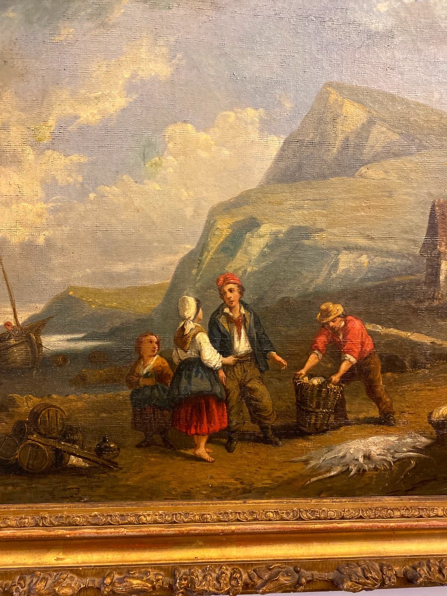 Oil On Canvas "the Fish Market" Signed Leonard Di…? -photo-6