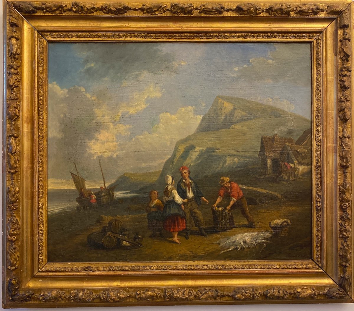 Oil On Canvas "the Fish Market" Signed Leonard Di…? 
