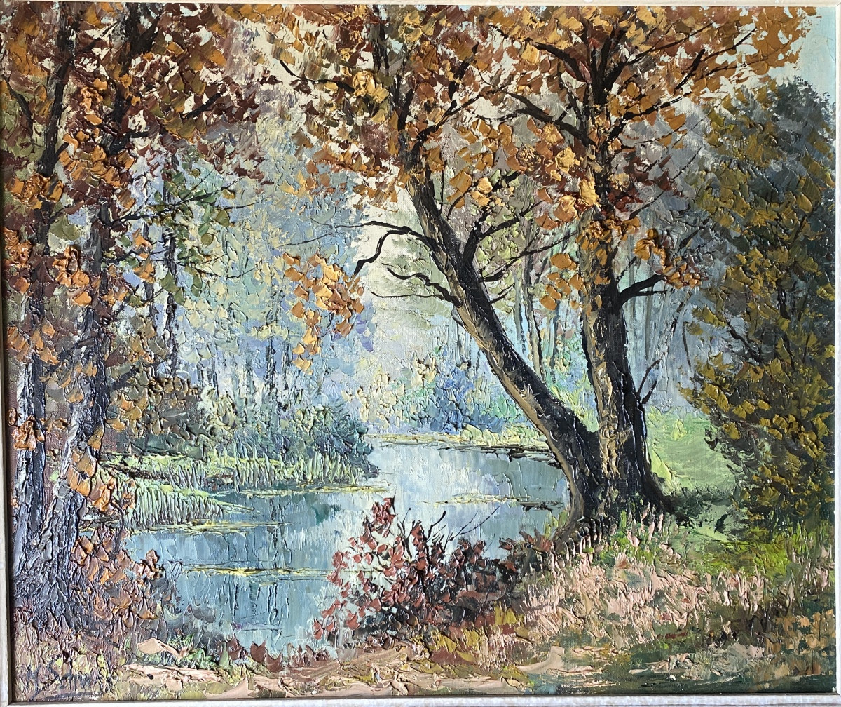 M.schwab (1946) "autumn Landscape" Oil On Canvas-photo-4