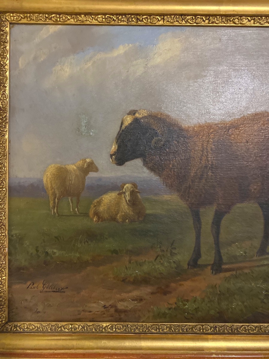 Paul Gelibert  (1802-1882) “the Ram” Oil On Canvas -photo-3