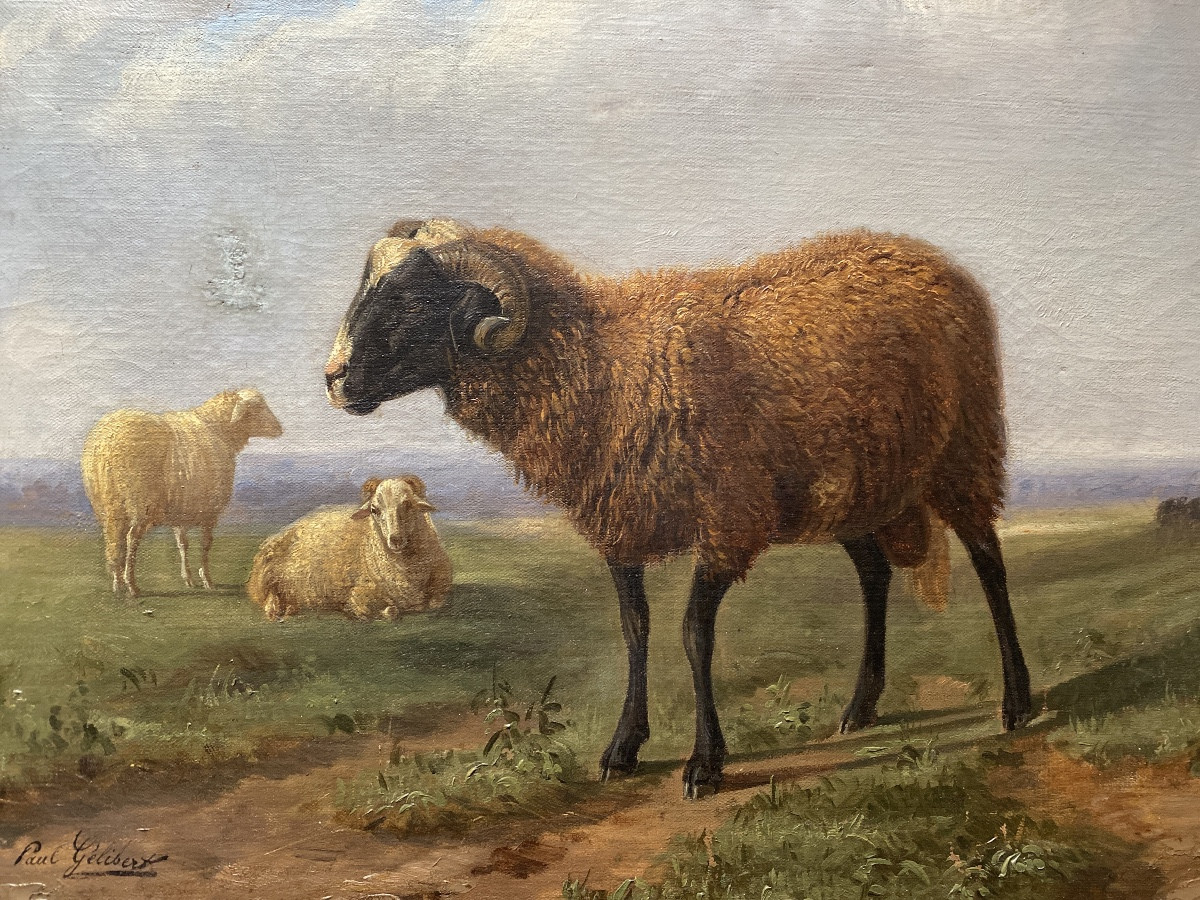 Paul Gelibert  (1802-1882) “the Ram” Oil On Canvas -photo-8