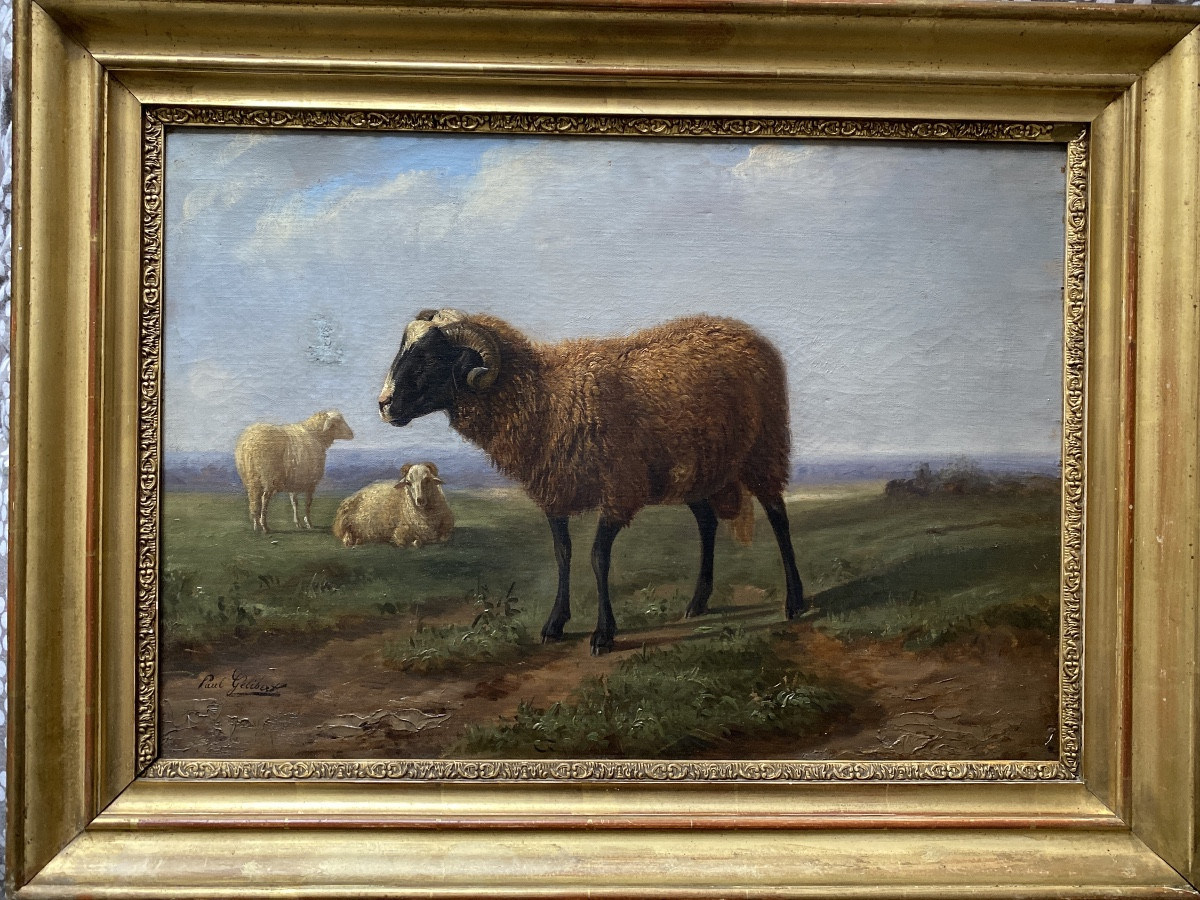 Paul Gelibert  (1802-1882) “the Ram” Oil On Canvas -photo-7