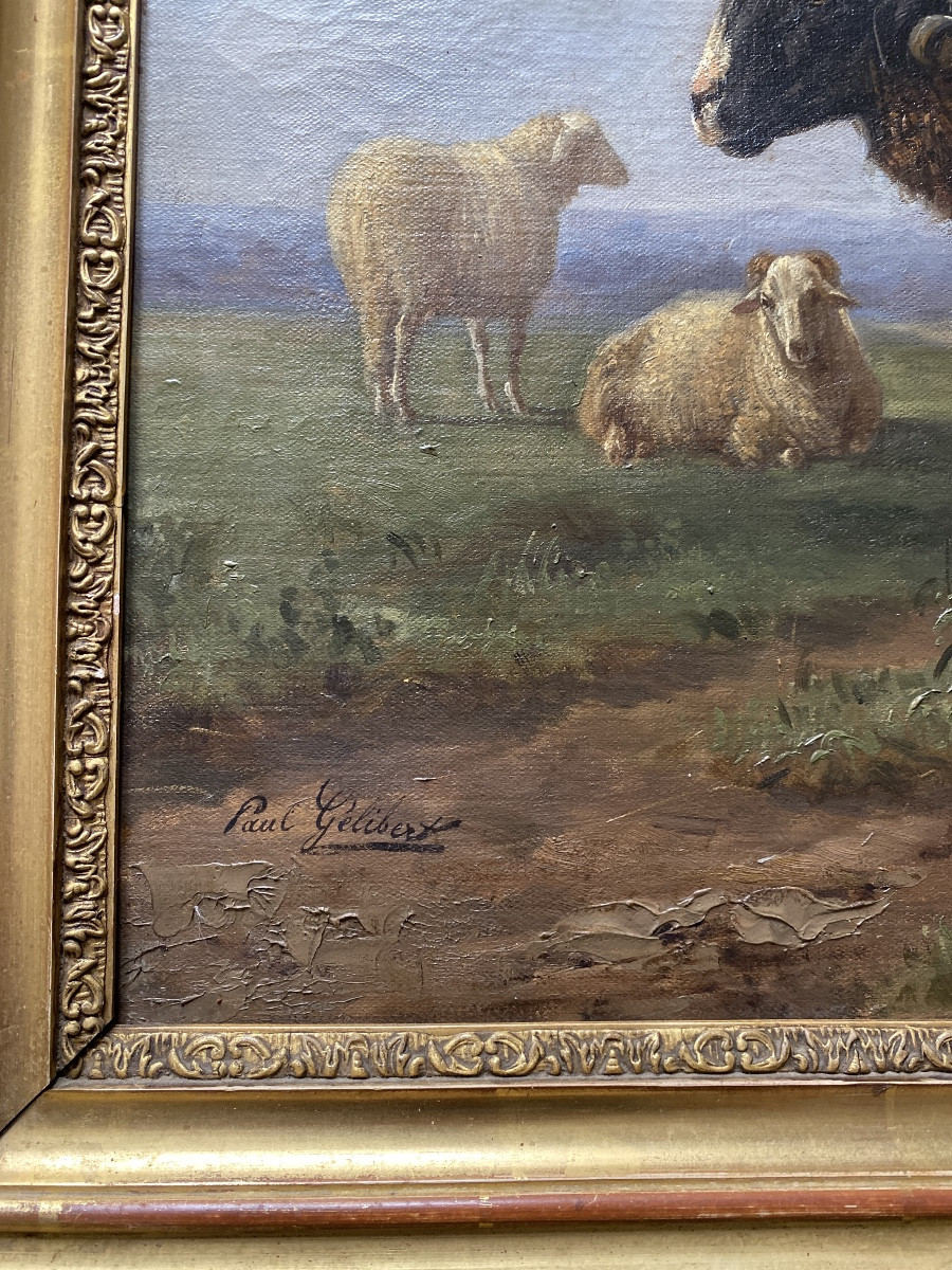 Paul Gelibert  (1802-1882) “the Ram” Oil On Canvas -photo-6