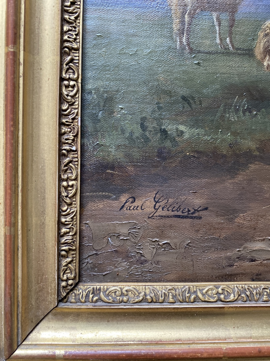 Paul Gelibert  (1802-1882) “the Ram” Oil On Canvas -photo-3