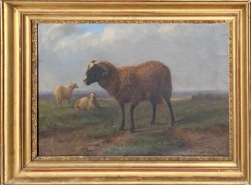 Paul Gelibert  (1802-1882) “the Ram” Oil On Canvas 