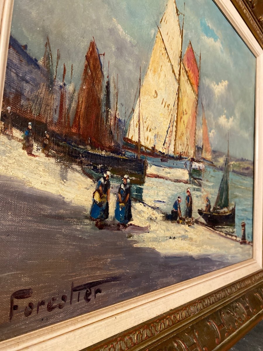 Forester (20th Century) Oil On Canvas-photo-3