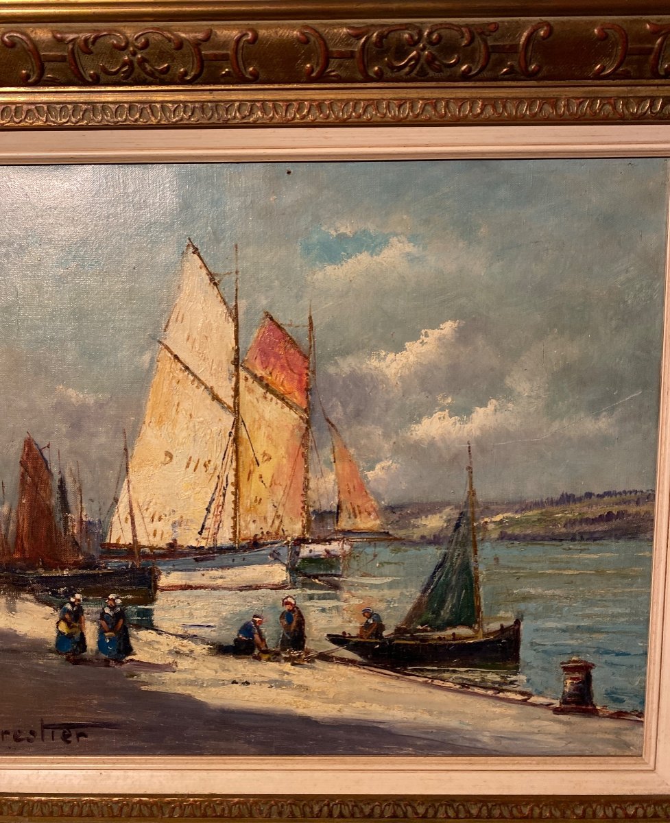 Forester (20th Century) Oil On Canvas-photo-1