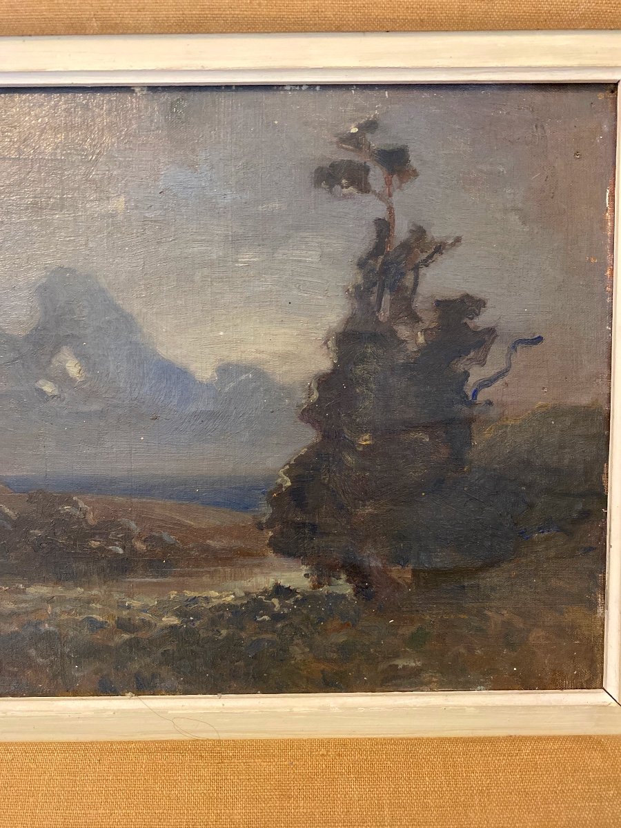 François Max  BUGNICOURT (1868-1936) Huile Sur Bois « ste  Colome,basses Pyrénées »-photo-3