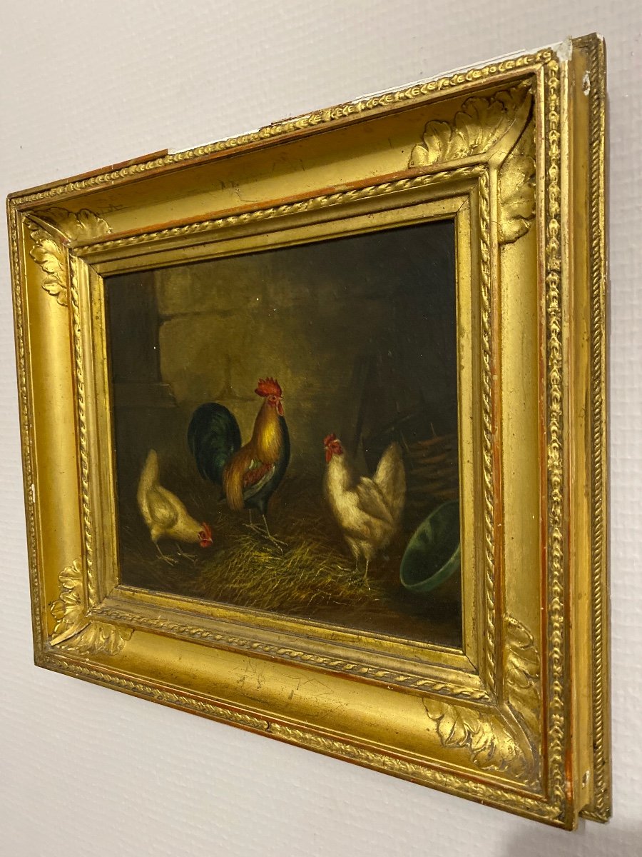 Le Poulailler XIX Eme Quatre Huiles Sur Toile -photo-6