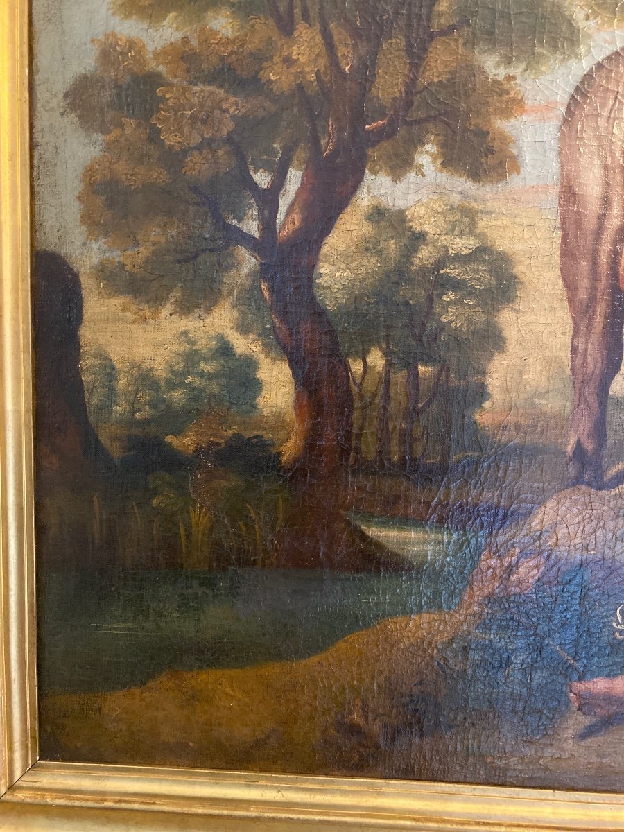 JACOB JORDAENS (attribué à) «Mercure,Argus et Io »Grande huile   Sur Toile -photo-3