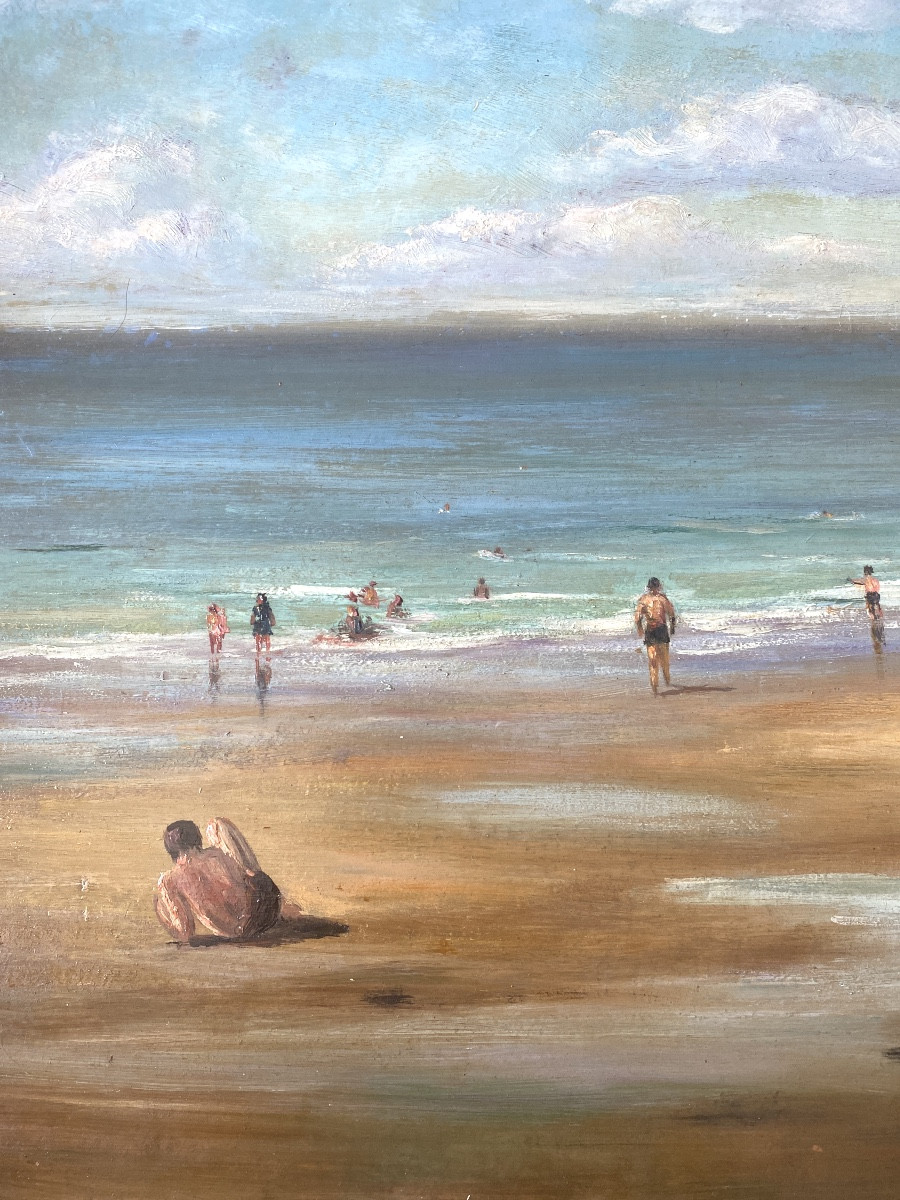 GEORGES CASTAING (1895-1971)« La Plage au pays basque »Huile sur isorel-photo-7