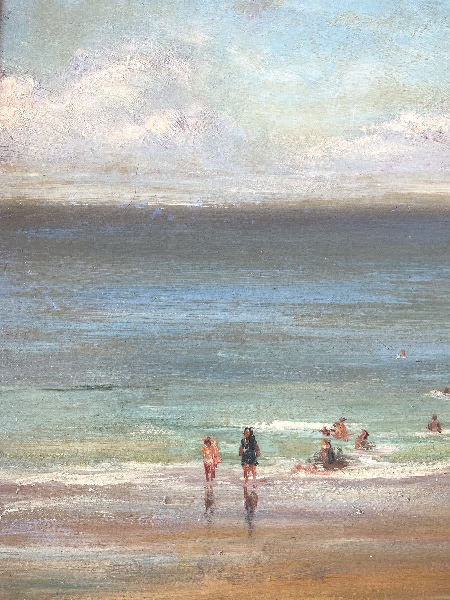 GEORGES CASTAING (1895-1971)« La Plage au pays basque »Huile sur isorel-photo-6