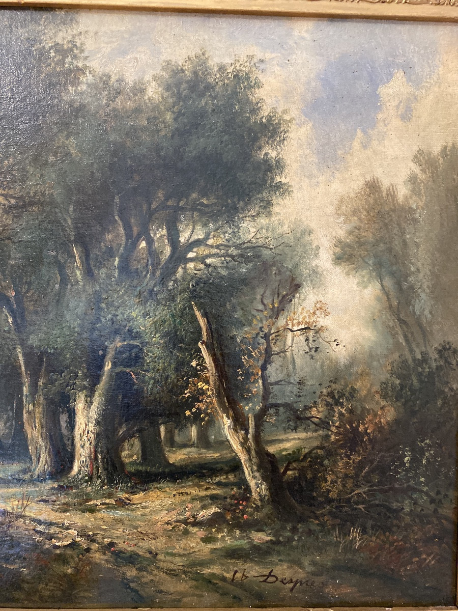 DESPRES. Ecole De Barbizon Vers 1870«la Femme Aux Fagots »-photo-2