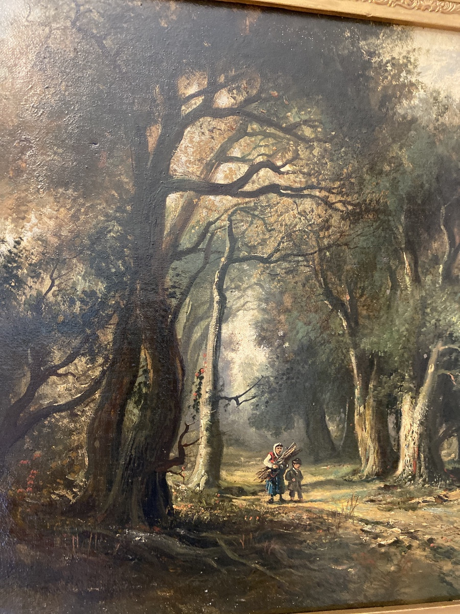 DESPRES. Ecole De Barbizon Vers 1870«la Femme Aux Fagots »-photo-4