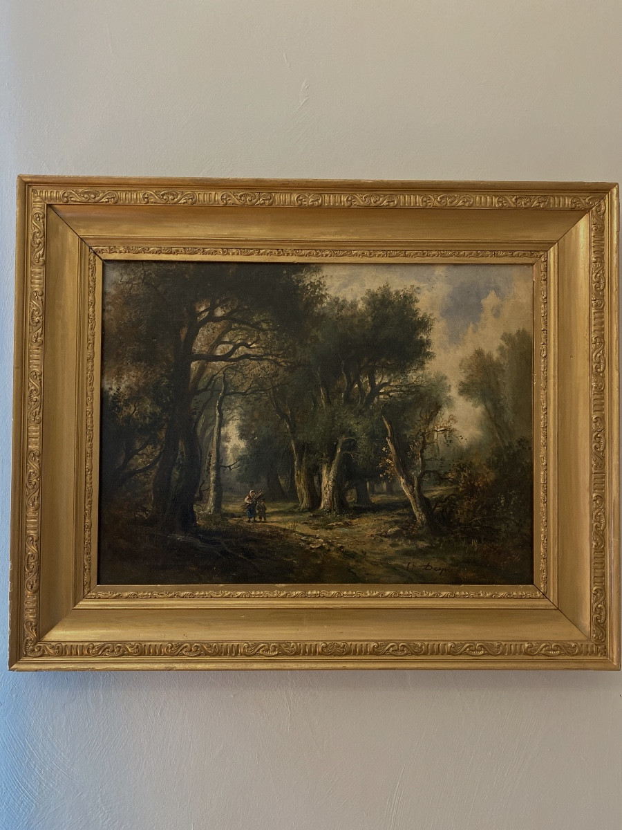 DESPRES. Ecole De Barbizon Vers 1870«la Femme Aux Fagots »-photo-1