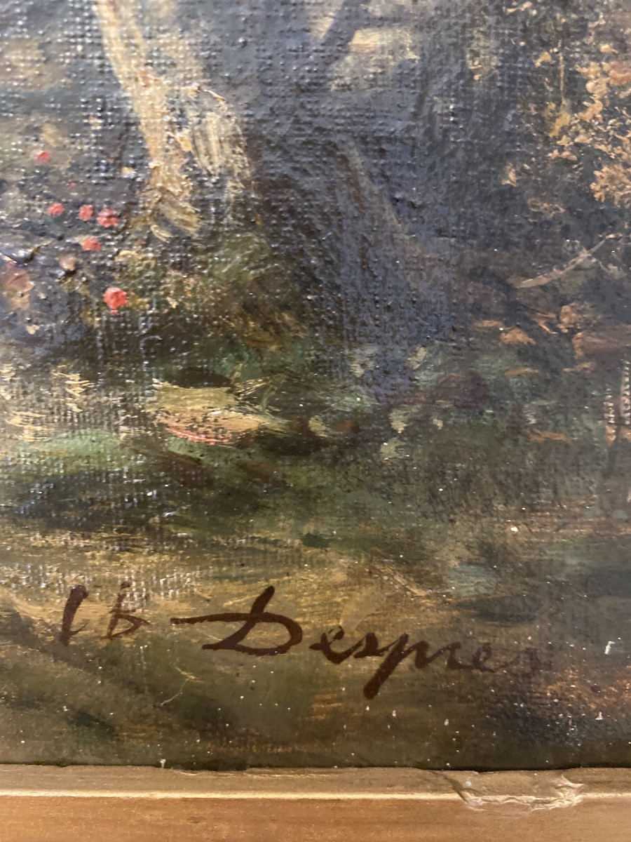 DESPRES. Ecole De Barbizon Vers 1870«la Femme Aux Fagots »-photo-2