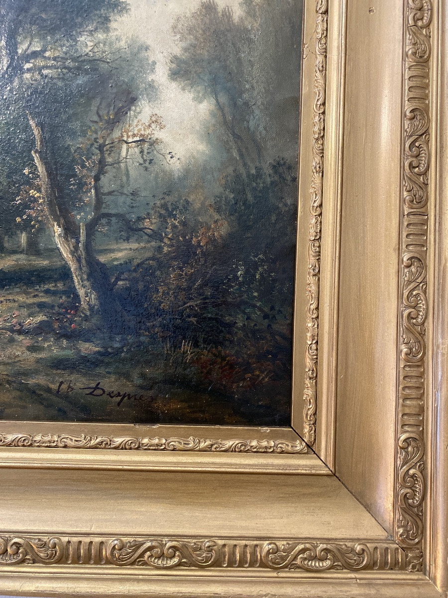 DESPRES. Ecole De Barbizon Vers 1870«la Femme Aux Fagots »-photo-6
