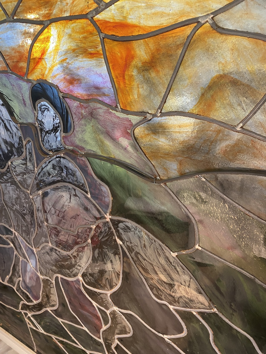 Painted Stained Glass, Signed Jean Hennau Maître Verrier(according To Gericault)-photo-1