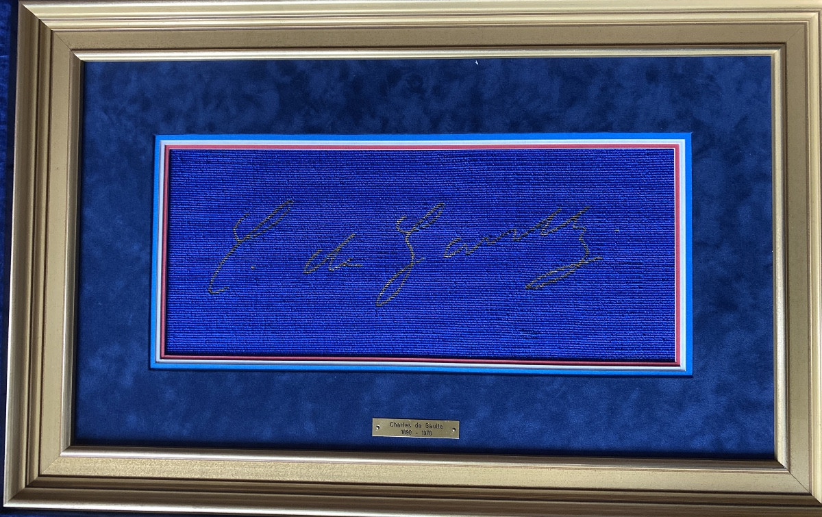 Aubusson Tapestry Painting Signature Charles De Gaulle (1890-1970) Limited Edition 30/50-photo-3