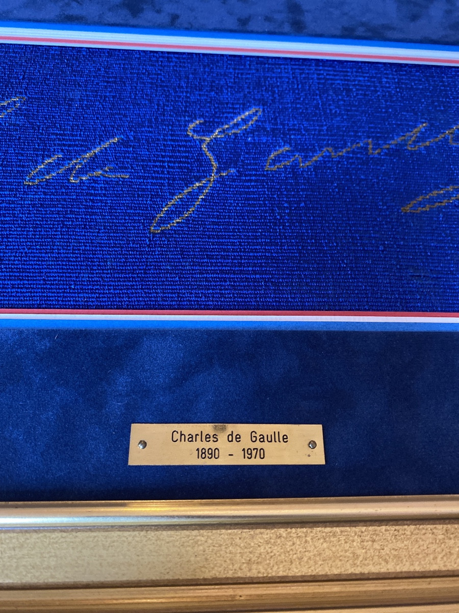 Tableau Tapisserie D’aubusson Signature Charles De Gaulle(1890-1970) édition Limitée 30/50-photo-1