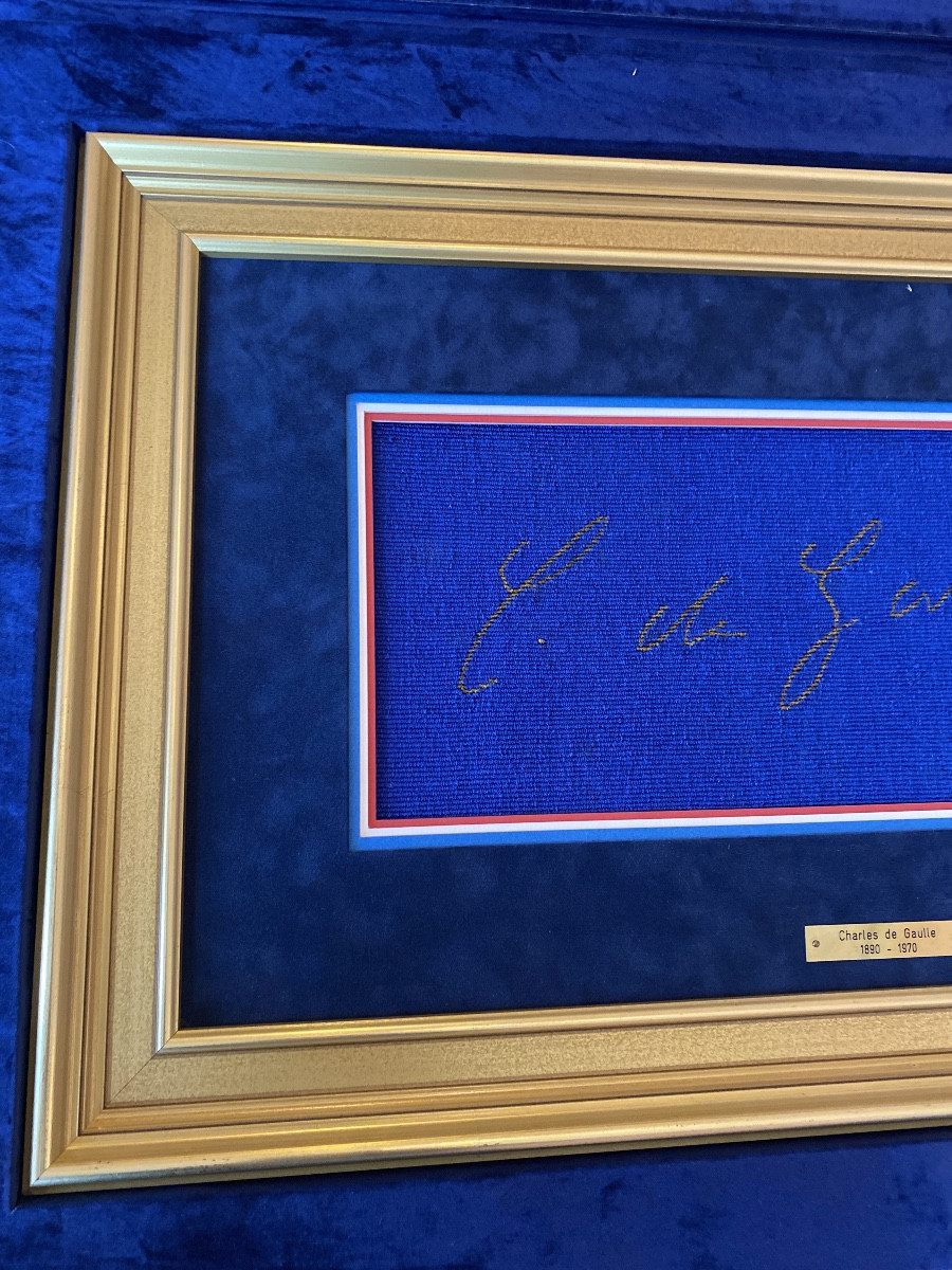 Tableau Tapisserie D’aubusson Signature Charles De Gaulle(1890-1970) édition Limitée 30/50-photo-2