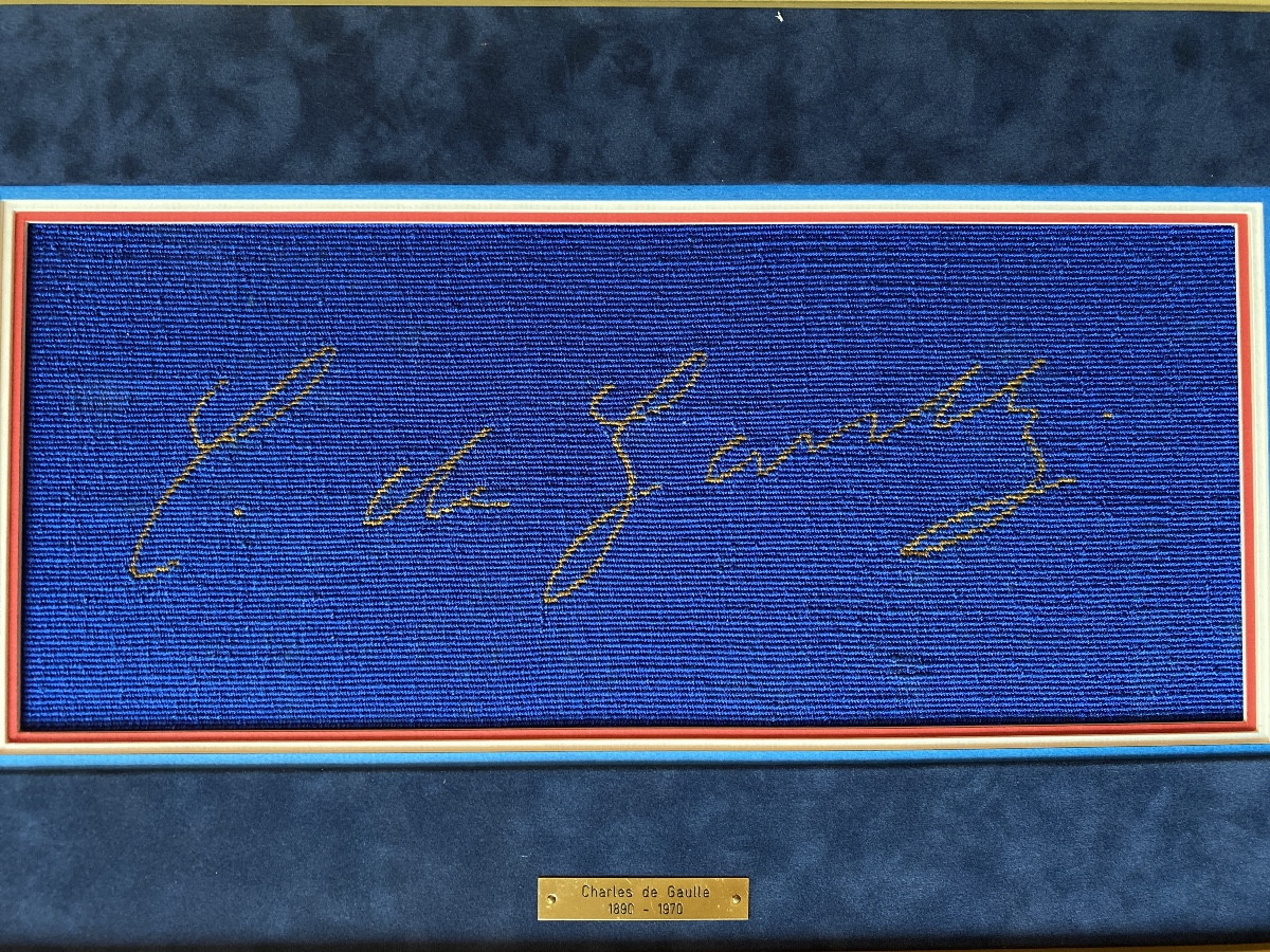 Aubusson Tapestry Painting Signature Charles De Gaulle (1890-1970) Limited Edition 30/50