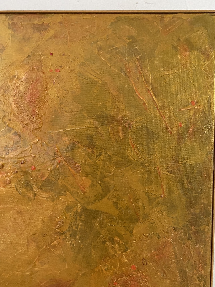 Jean Hennau (20th-21st) – “golden Lights” – Oil On Canvas, 100 X 81 Cm, Framed-photo-1