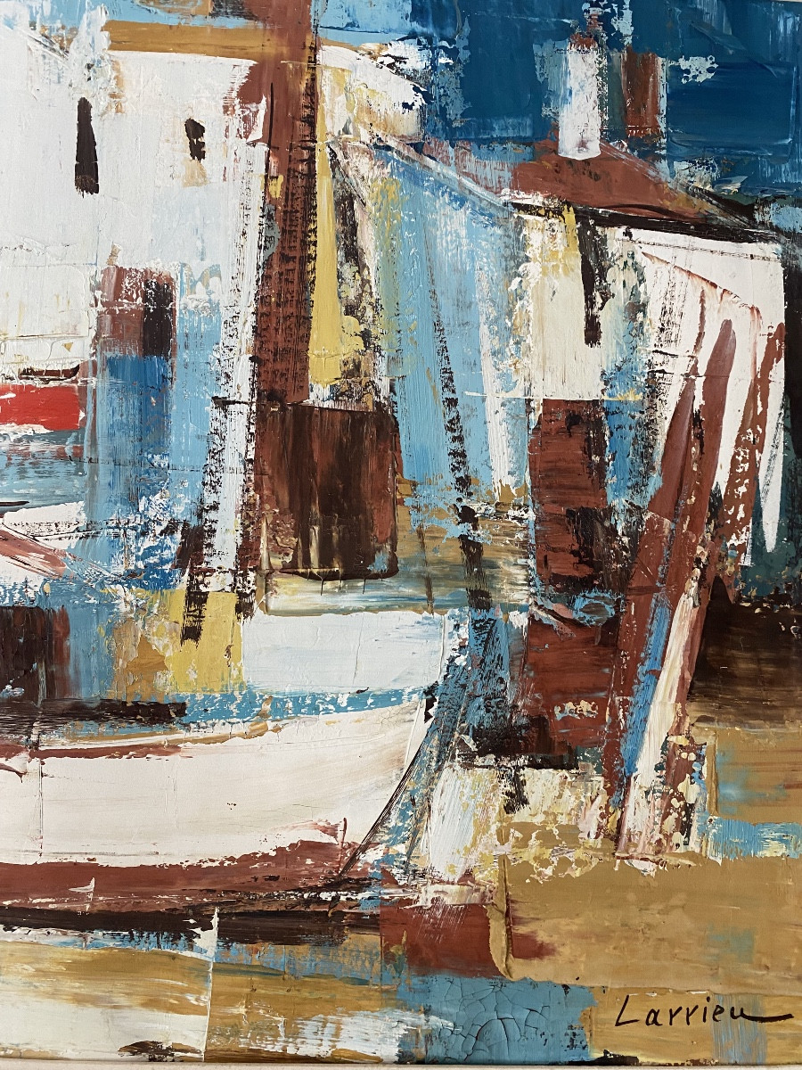 GASTON LARRIEU  (1908-1983)  «Cadaquès- Espagne»Huile Sur Toile -photo-3
