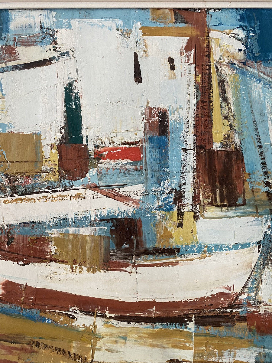 GASTON LARRIEU  (1908-1983)  «Cadaquès- Espagne»Huile Sur Toile -photo-1