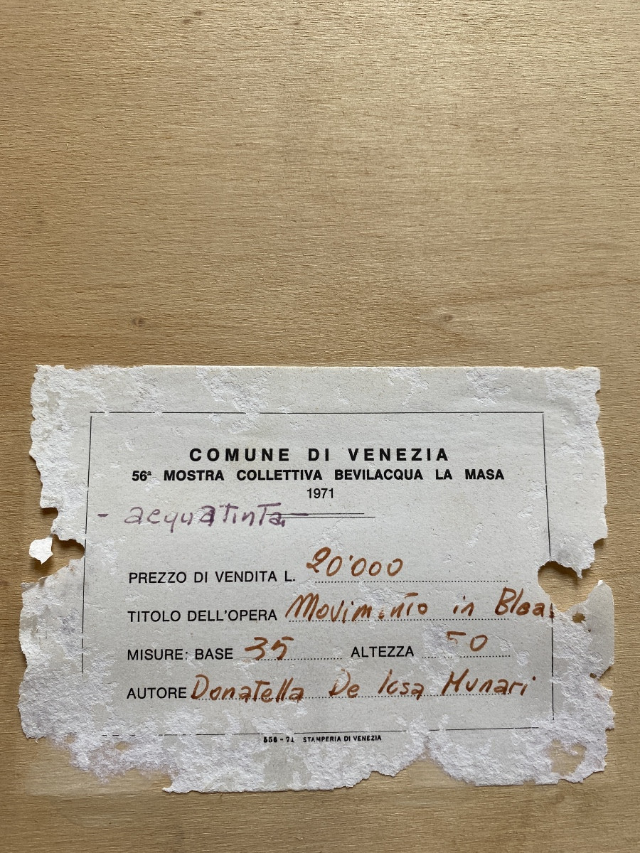 DONATELLA De LOSA MUNARI (xxème) Aquatinte Signée Et Datée -photo-4