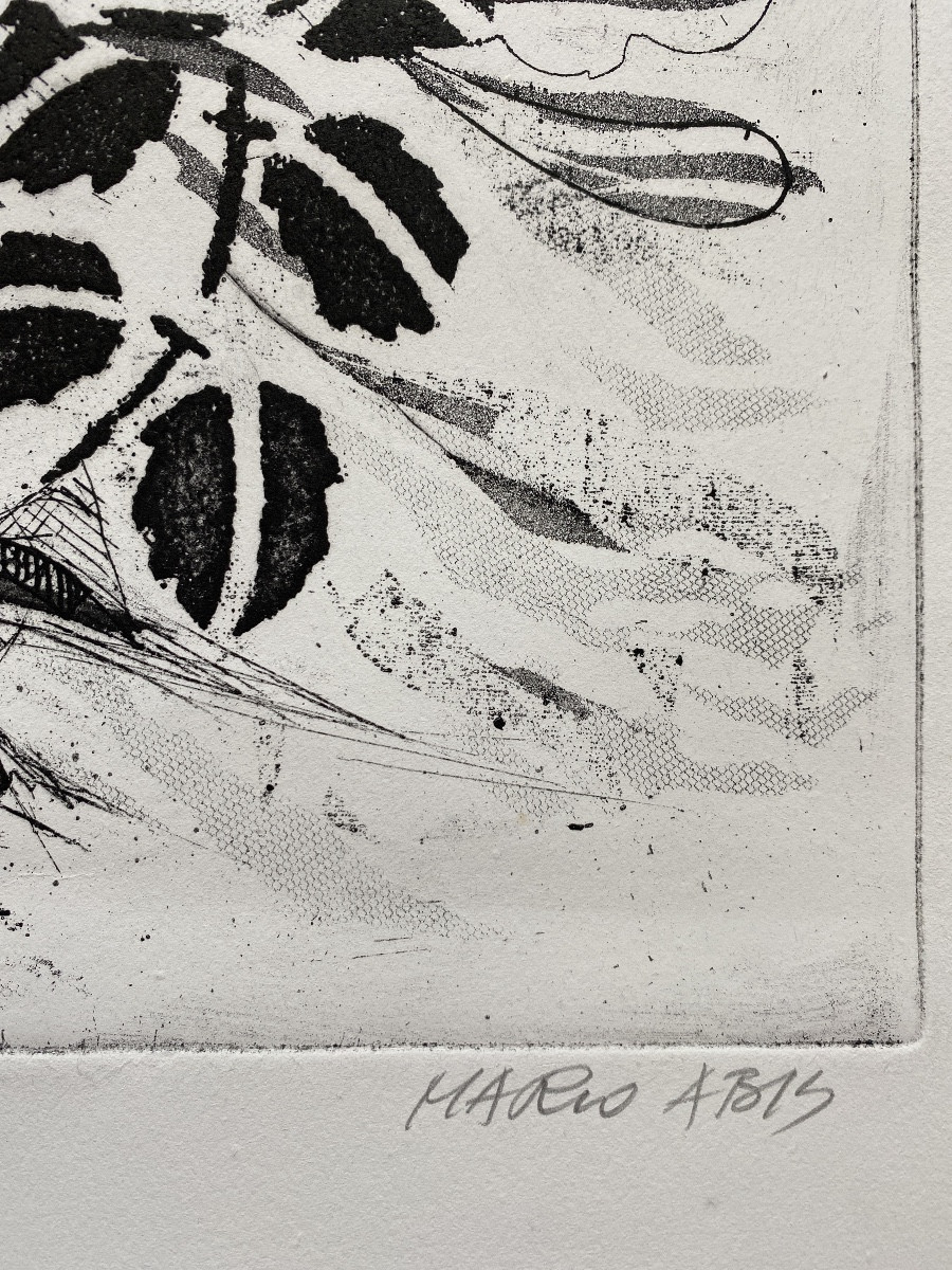 Mario Abis (1924-2004) "fiori", 1973 - Original Signed Etching And Aquatint -photo-3