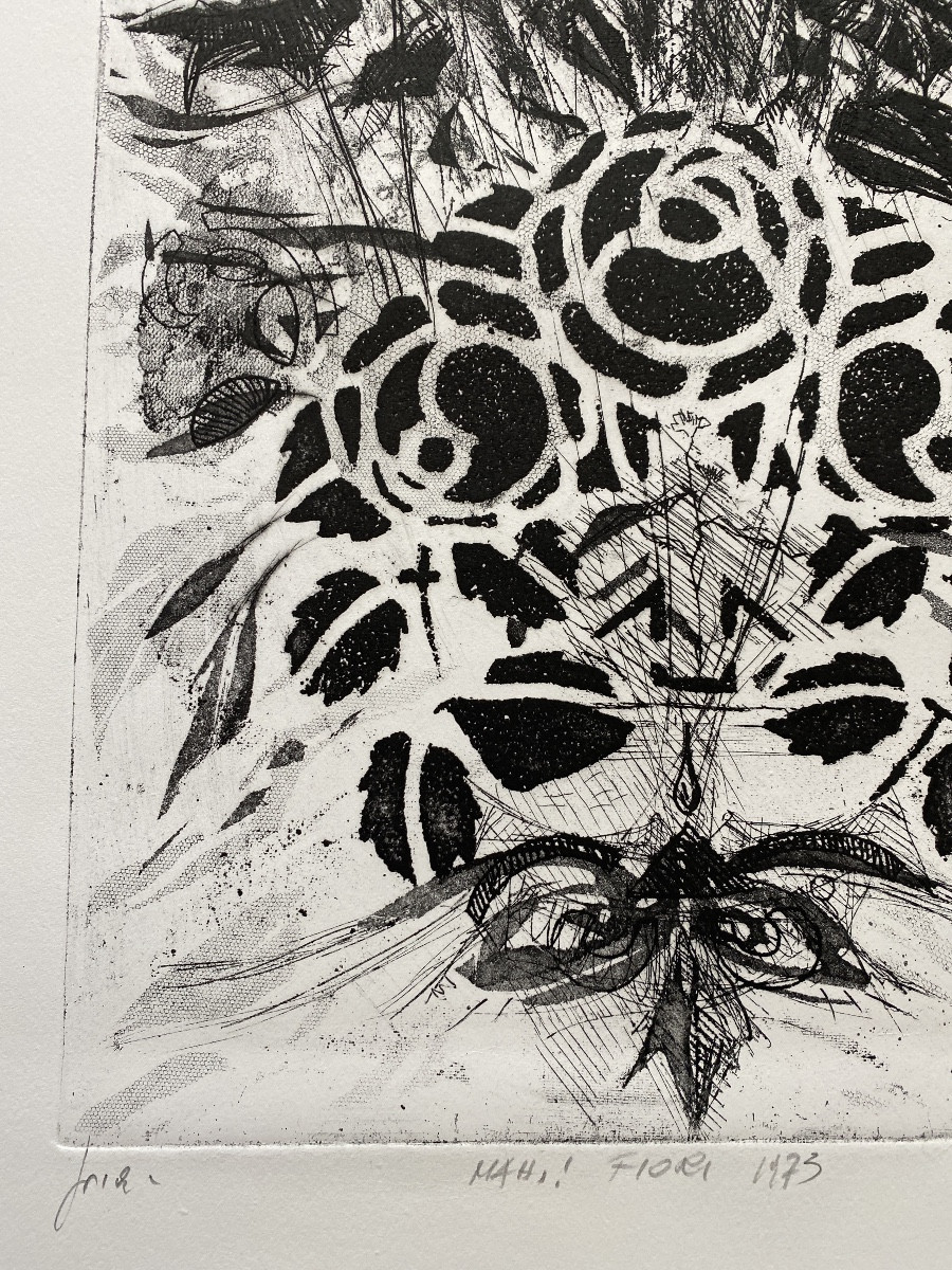 Mario Abis (1924-2004) "fiori", 1973 - Original Signed Etching And Aquatint -photo-4