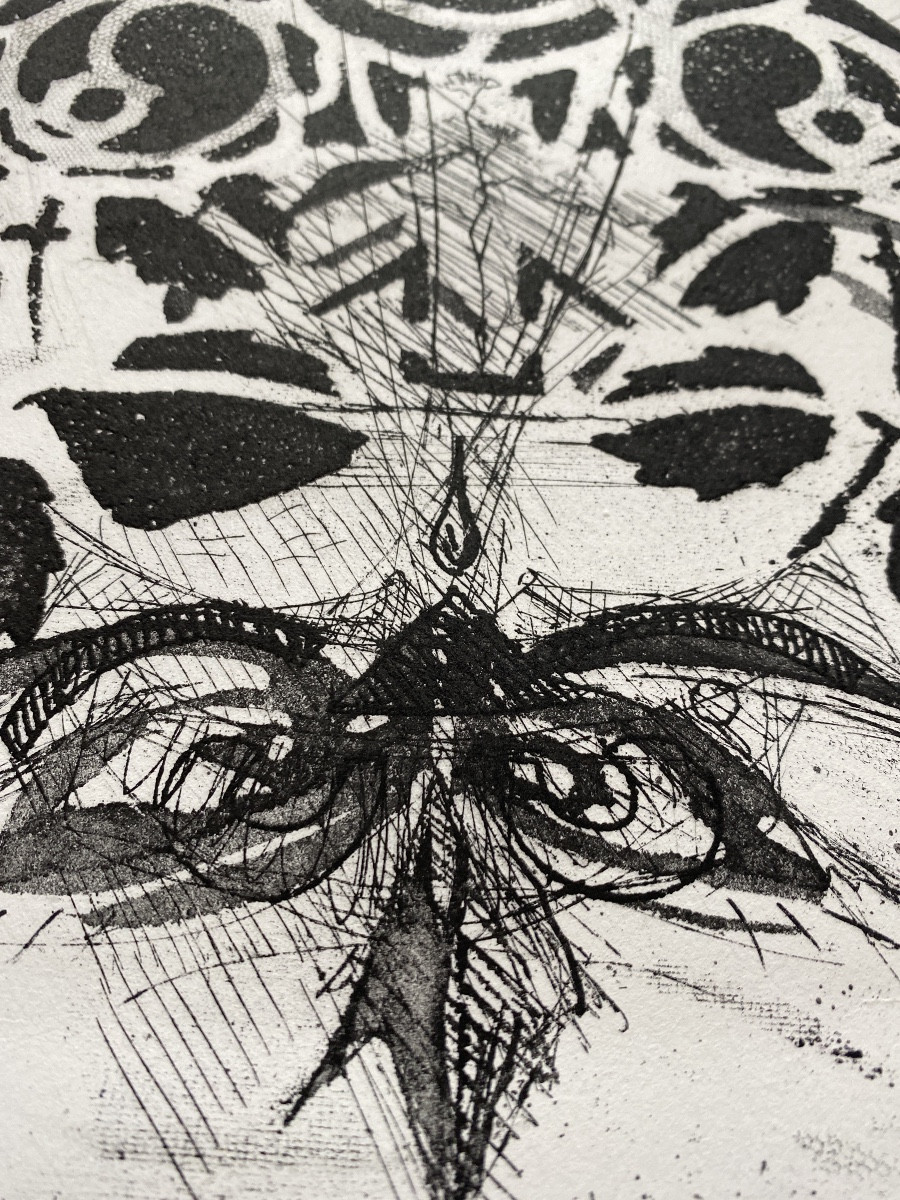 Mario Abis (1924-2004) "fiori", 1973 - Original Signed Etching And Aquatint -photo-2