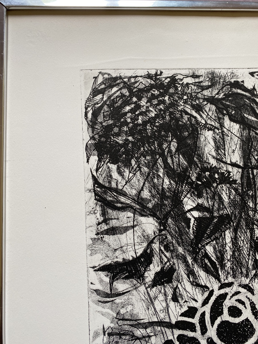 Mario Abis (1924-2004) "fiori", 1973 - Original Signed Etching And Aquatint -photo-3
