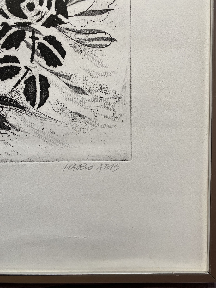 Mario Abis (1924-2004) "fiori", 1973 - Original Signed Etching And Aquatint -photo-6