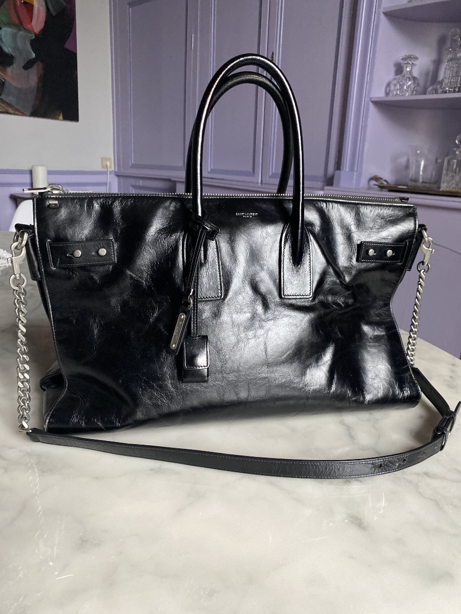 Saint Laurent Paris Large Day Bag – Black Leather – 45 X 29 Cm-photo-3