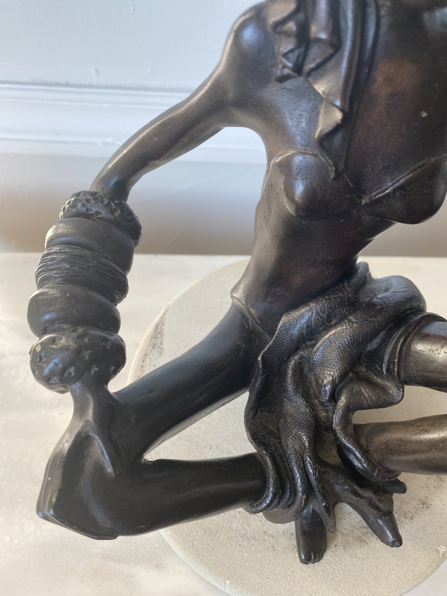 Elegant Sculpture Creation Signed Maricke “the Woman Seated Cross-legged” Unique Piece -photo-5
