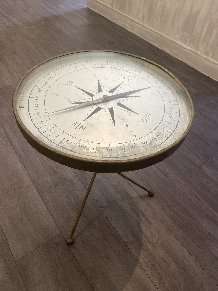 Table Boussole vintage fonctionnelle en Laiton -vers 1950-1970