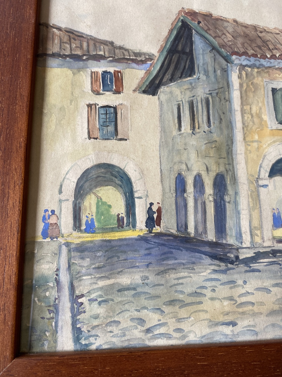 Yvon Masse (1892–1957) – “lively Street In The Basque Country”-photo-3