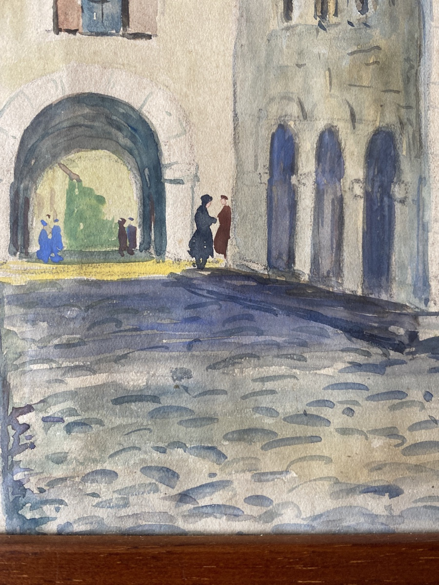 Yvon Masse (1892–1957) – “lively Street In The Basque Country”-photo-3
