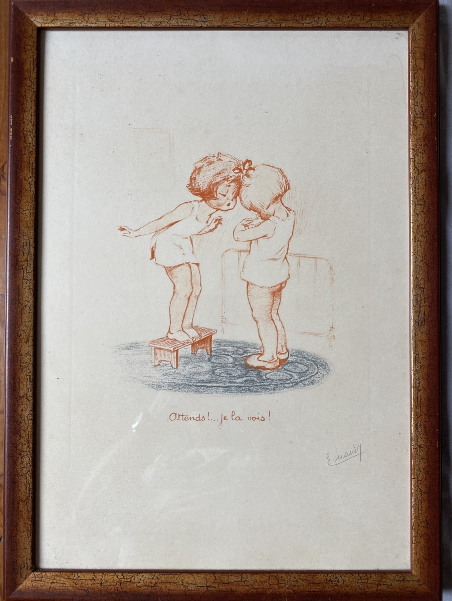 Émile Renaudin (pseudonyme E. Naudy) – Suite de trois lithographies rehaussées et signées au cr-photo-3