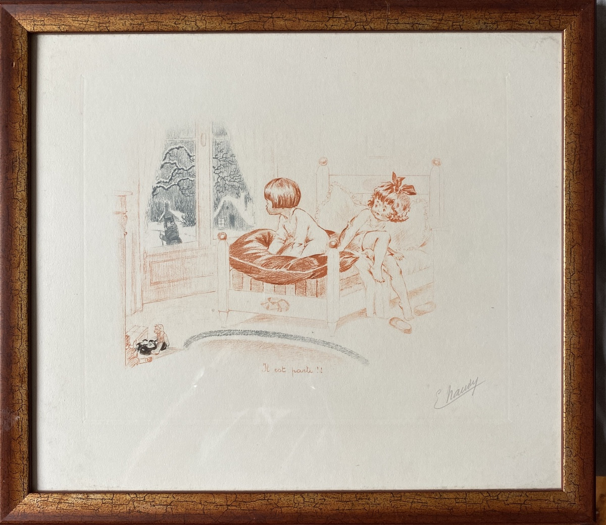 Émile Renaudin (pseudonyme E. Naudy) – Suite de trois lithographies rehaussées et signées au cr-photo-4