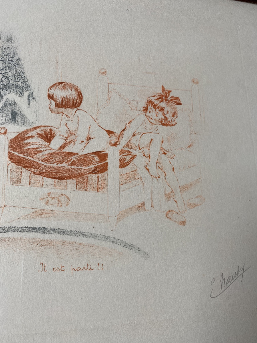 Émile Renaudin (pseudonyme E. Naudy) – Suite de trois lithographies rehaussées et signées au cr-photo-3
