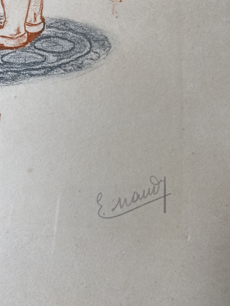 Émile Renaudin (pseudonyme E. Naudy) – Suite de trois lithographies rehaussées et signées au cr-photo-5