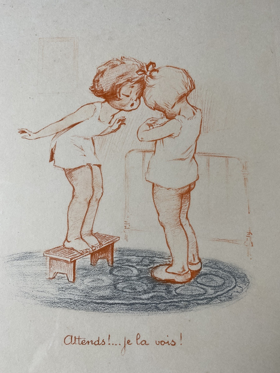 Émile Renaudin (pseudonyme E. Naudy) – Suite de trois lithographies rehaussées et signées au cr-photo-6