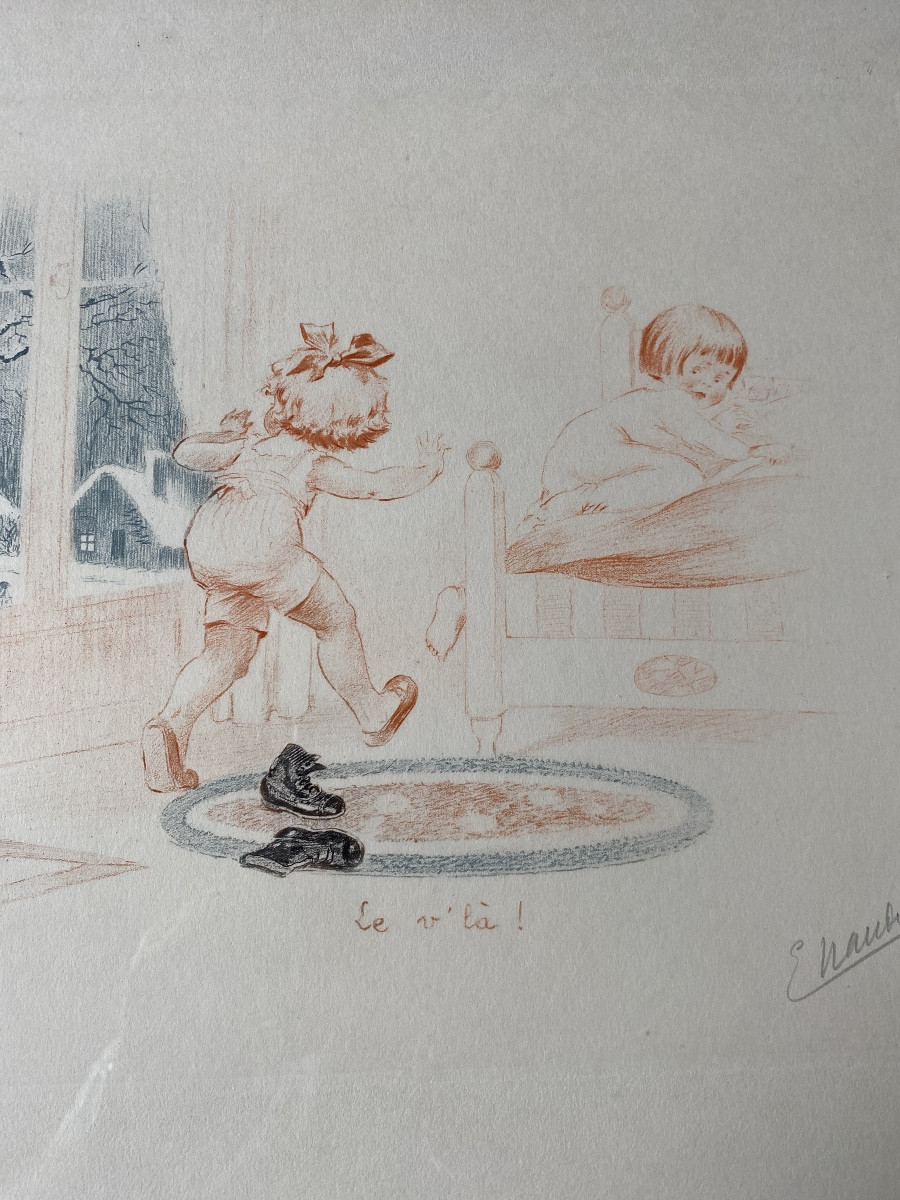 Émile Renaudin (pseudonyme E. Naudy) – Suite de trois lithographies rehaussées et signées au cr-photo-8