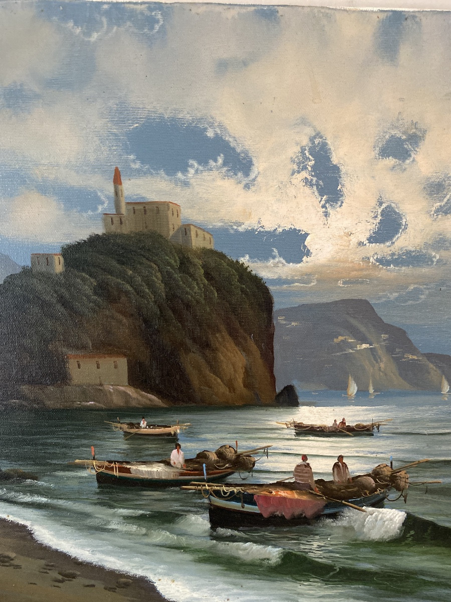 Mario GALANTI (Naples 1923 – 1998) Marina ligure – Tellaro, la chiesa di San Giorgio .-photo-3